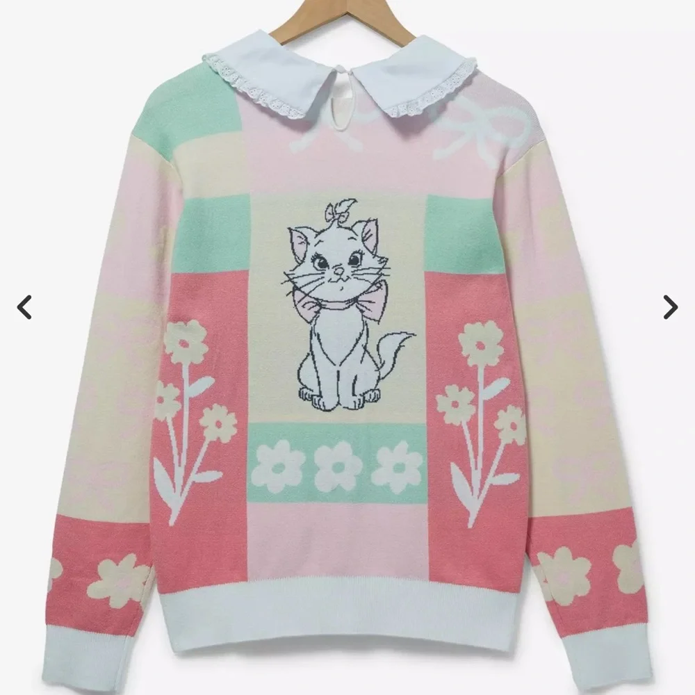 Disney The Aristocats Marie Floral Collared Women's Sweater - BoxLunch Exclusive - Picture 5 of 5